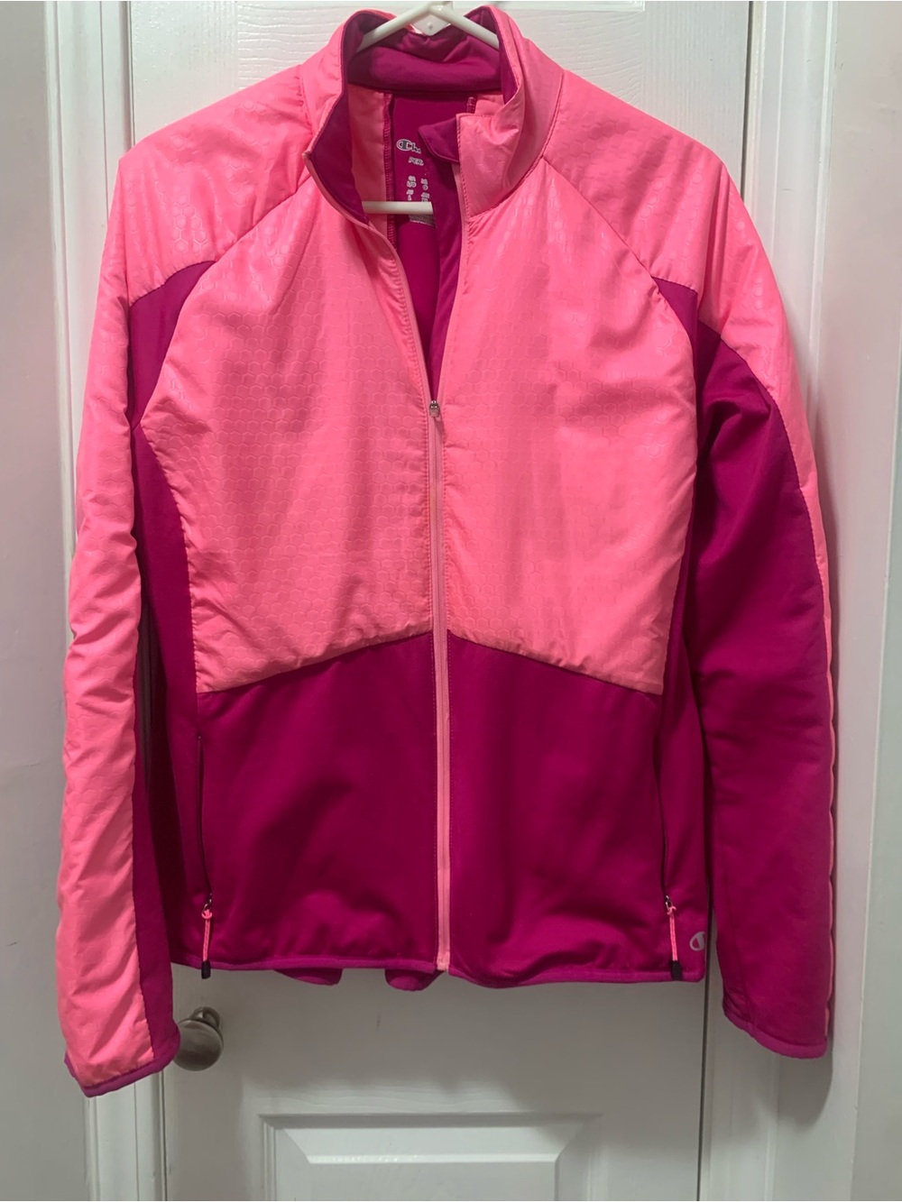 Champion Women's Pink and Magenta Colorblock Zip Jacket
